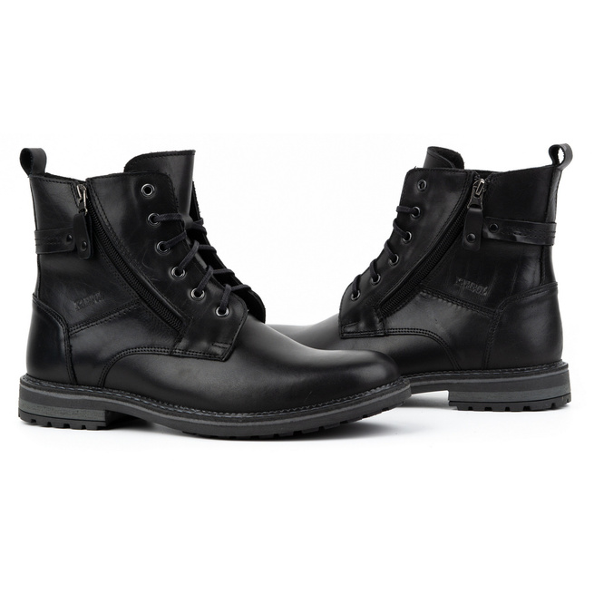 Pánské zimní boty kožené boty 155KAM black