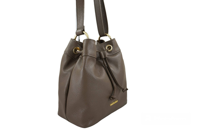 Torebka skórzana / mini worek - Beżowa ciemna