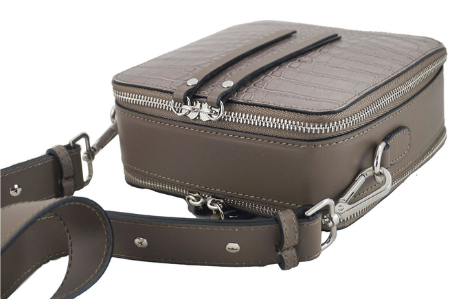 Listonoszka CROCO z szerokim paskiem - Beżowa ciemna