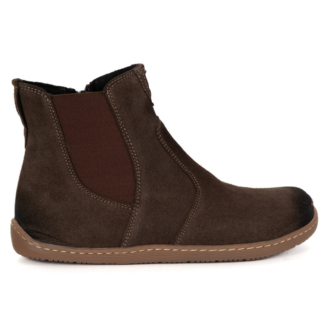 Dámské boty barefoot zateplené zipem 1263 brown velour