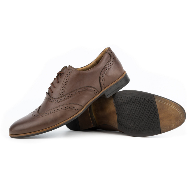 BROGSY 306GT tmavě hnědá kožená společenská obuv