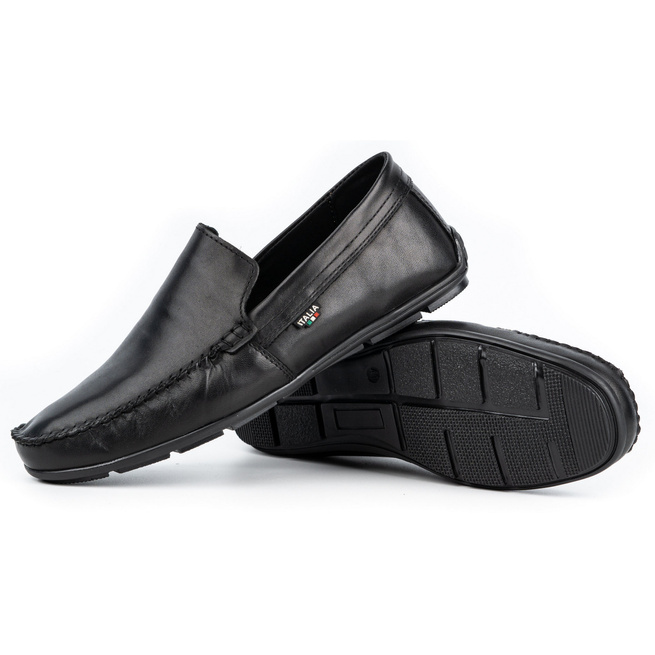 Pánské kožené mokasíny 085KNT black face