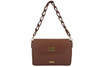 Skórzana torebka na ramię z plecionym paskiem - Brązowa