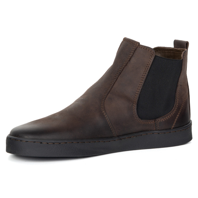 Buty męskie sztyblety barefoot skórzane Olivier 100KZ ciemny brąz