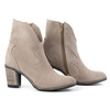 Dámské kožené kozačky LUCY beige - elegantní semišové kozačky na podpatku