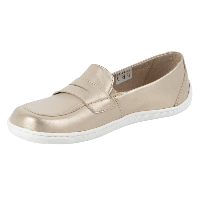 BAREFOOT Elegantní dámské minimalistické kožené mokasíny 1280 gold