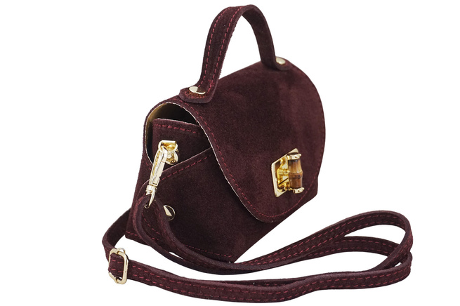 Malá semišová společenská kabelka - bordó