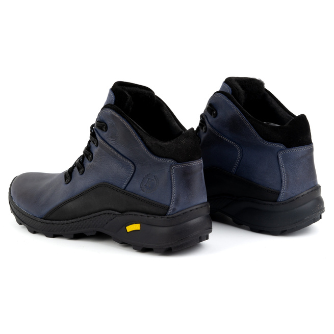 Pánské zimní kožené boty 903K navy blue