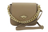 Módní kožená kabelka se zlatým řetízkem - béžová