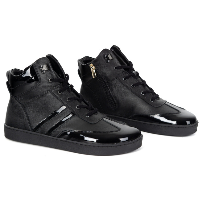 Skórzane buty BAREFOOT damskie zimowe 201MP ocieplane z naturalnej skóry czarne