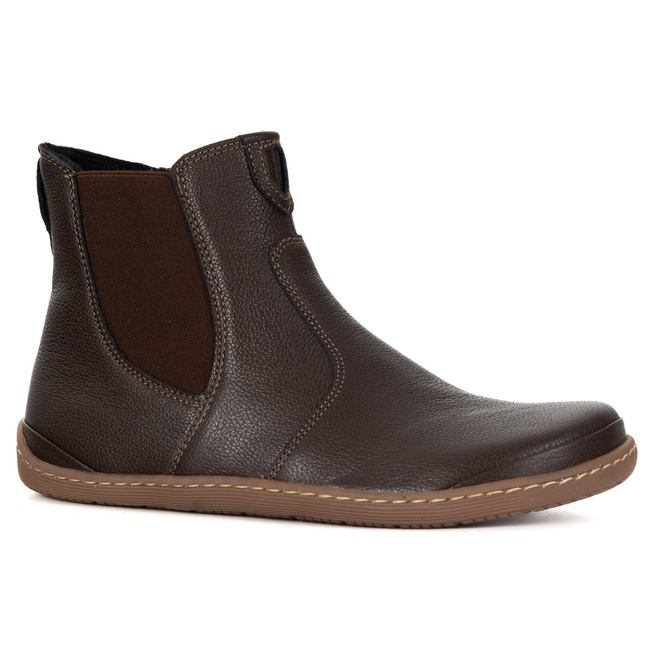 Damskie buty barefoot sztyblety z zamkiem ocieplane 1263 brązowe
