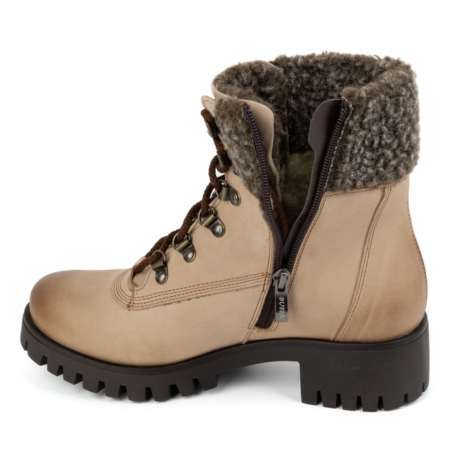 Dámské kožené boty zateplené zimní boty 330BB beige