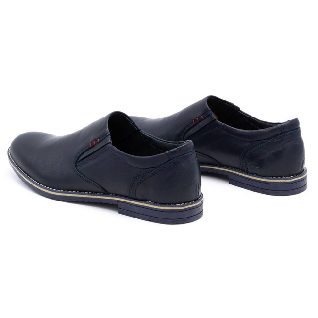 Buty męskie wsuwane skórzane 624 granatowe