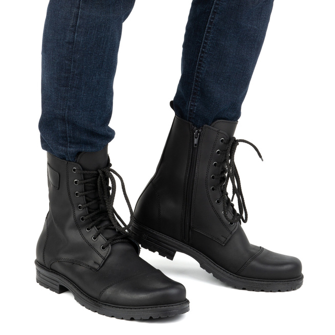 Polské pánské vysoké kožené boty 2118/2 POLBUT černé