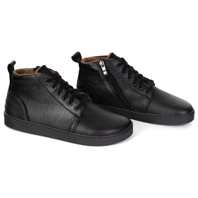 Buty damskie zimowe barefoot skórzane Z-B04 czarne