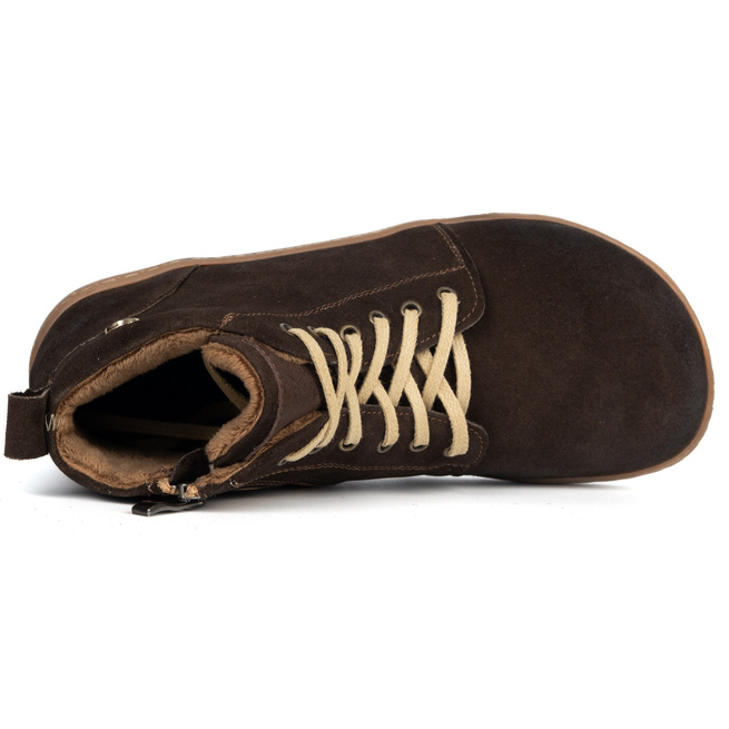 Dámské kožené zimní boty barefoot Z-B04 hnědé