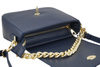 Módní kožená kabelka se zlatým řetízkem - námořnická modř