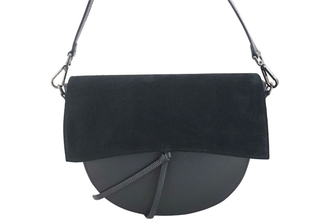 Modna torebka damska z zamszową klapką - Bordowa