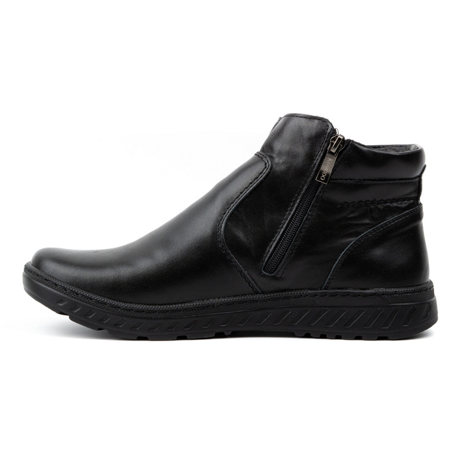 Pánské zimní kožené boty široké 925K Black