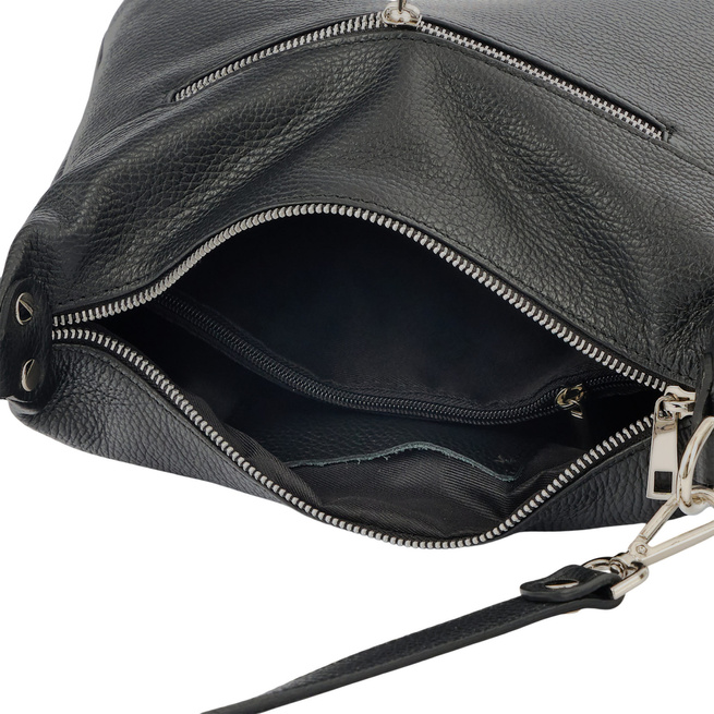 Kožená kabelka se semišovým akcentem - černá