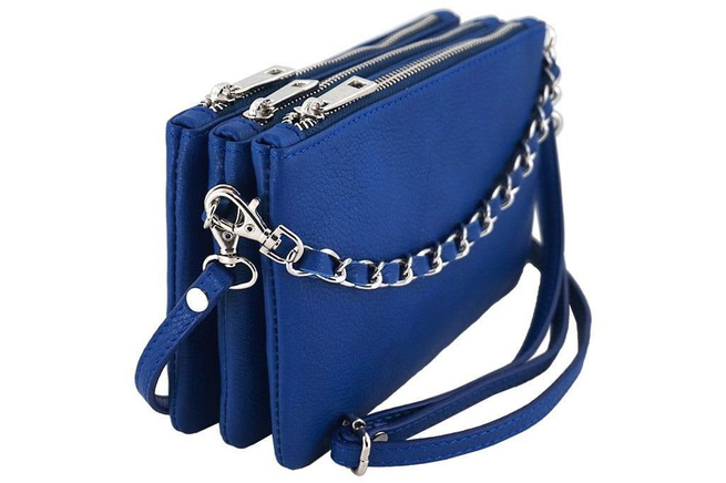 Modna włoska listonoszka skórzana - Granatowa