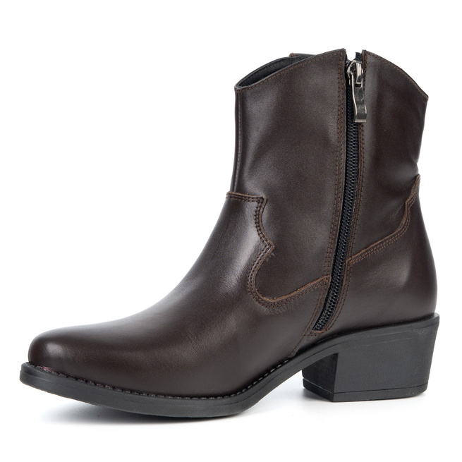 Olivier Dakota – eleganckie botki damskie skórzane ciemno brązowe kowbojki