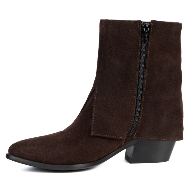 Olivier Sabine – damskie botki ze skóry naturalnej, idealne na jesień i zimę brązowe zamszowe