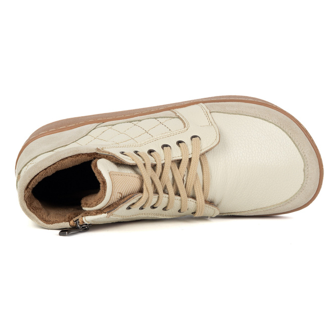 Buty damskie zimowe barefoot skórzane Z-B05 ecru