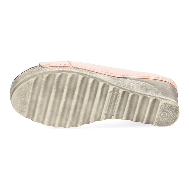 Dámské kožené žabky na platformě Pollonus pink samuel/grey 5-1074-029'2