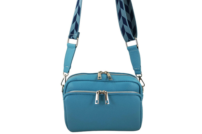 Dámská kabelka s ozdobným popruhem - modrá