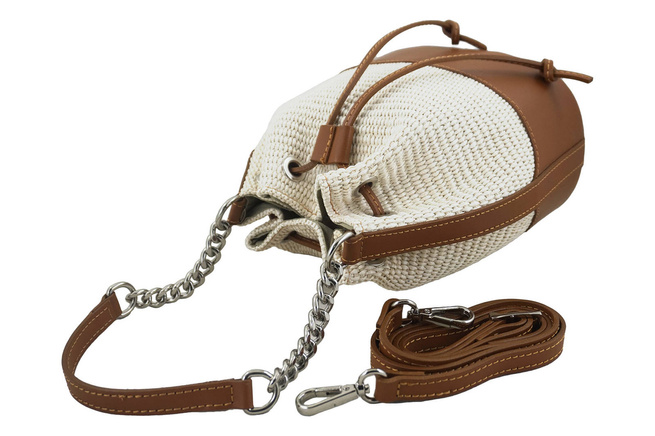 Dámská kabelka z rafie - světle béžová