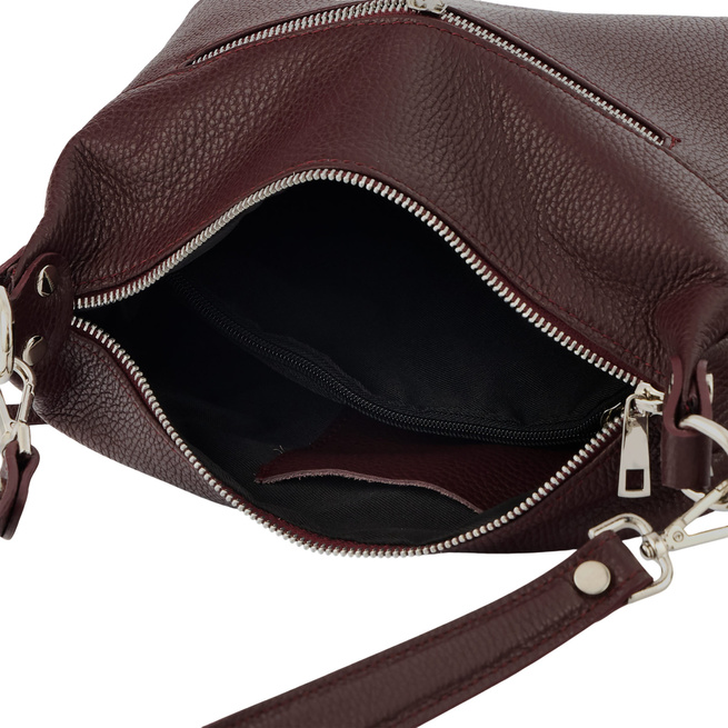 Kožená kabelka se semišovým akcentem - bordó