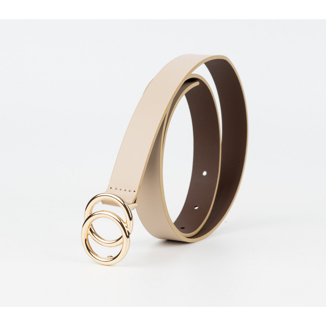 Pasek skórzany damski włoska klamra 2.25 beżowy