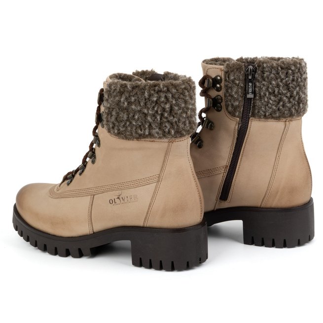 Dámské kožené boty zateplené zimní boty 330BB beige