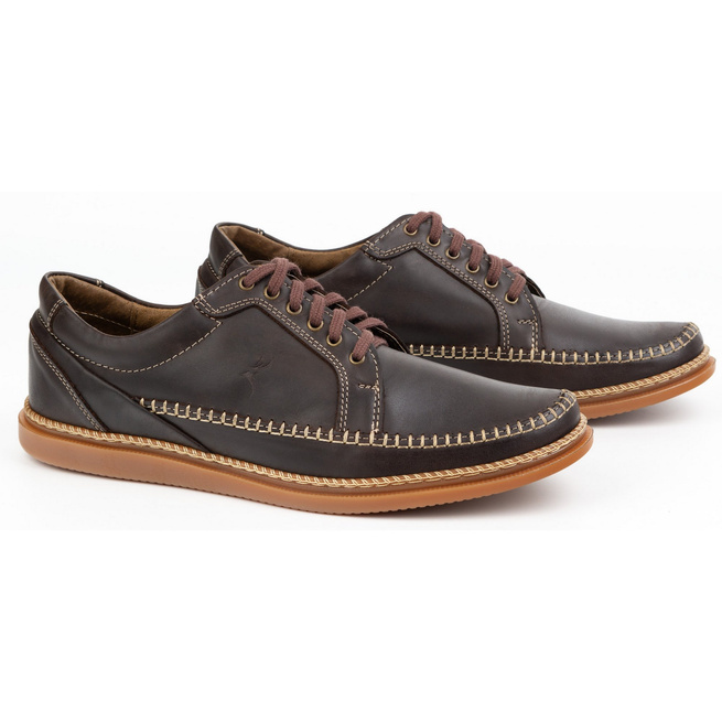 Pánská ležérní kožená obuv Model 313GT dark brown