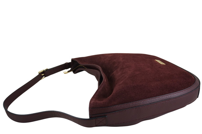 Velká semišová taška přes rameno - bordó