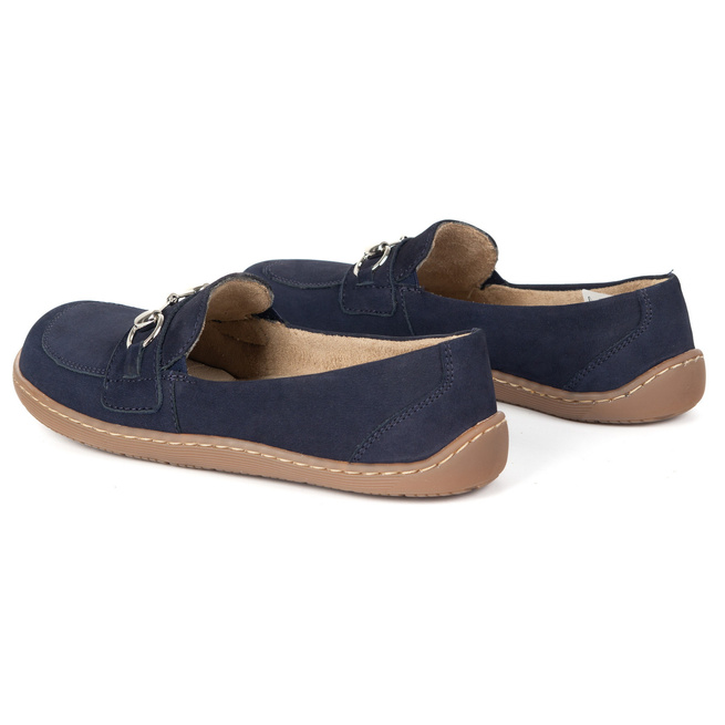 Barefoot damskie mokasyny skórzane minimalistyczne 1288AR granatowe nubuk
