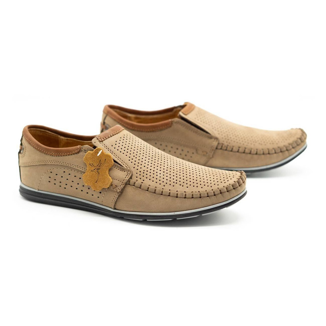 Mokasyny męskie skórzane 4206D brązowe