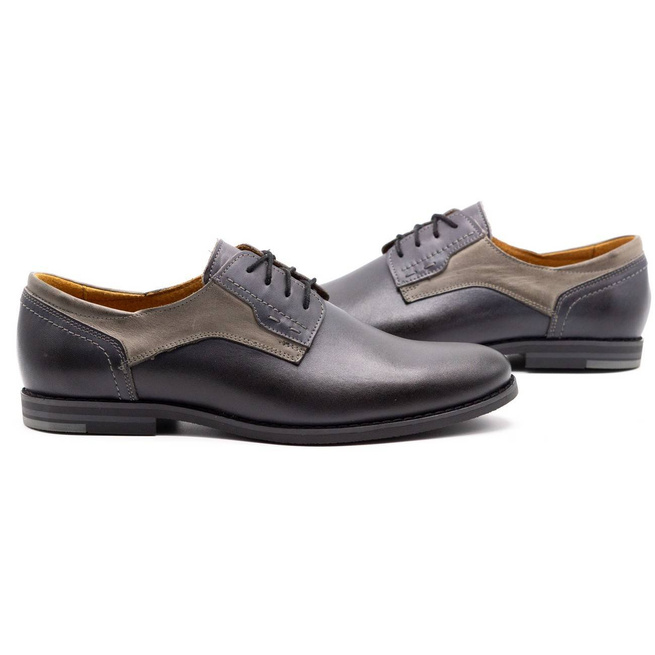 Buty wizytowe skórzane 1033 szare
