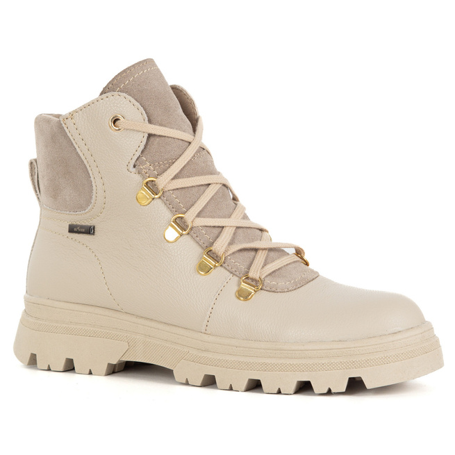 Botki damskie skórzane 1692POL beżowe licowe