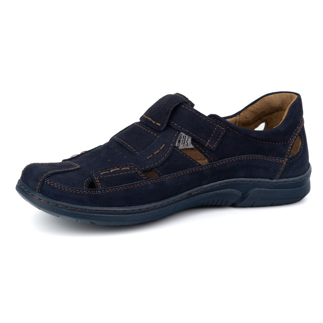 Pánská kožená obuv na suchý zip 937KOM navy blue