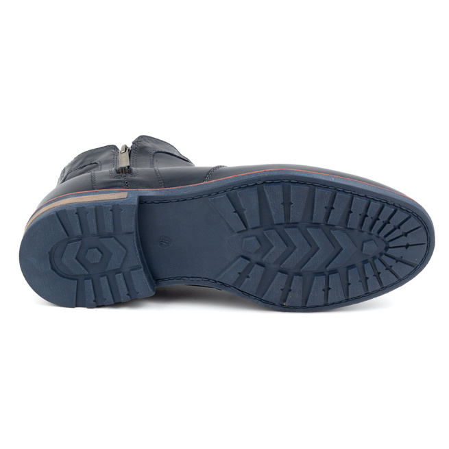 Pánské zateplené zimní kožené boty 887K navy blue