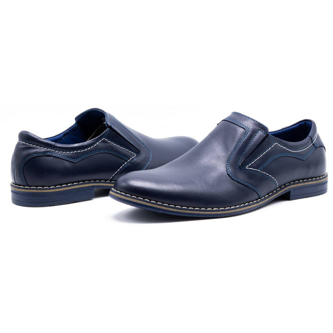 Elegantní pánská kožená obuv 283LU navy blue