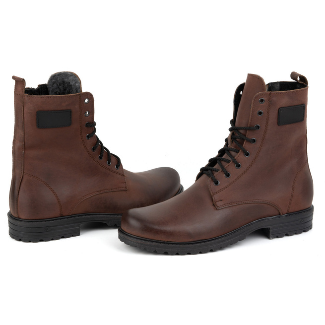 Pánské vojenské boty Polská kůže 2118S hnědá