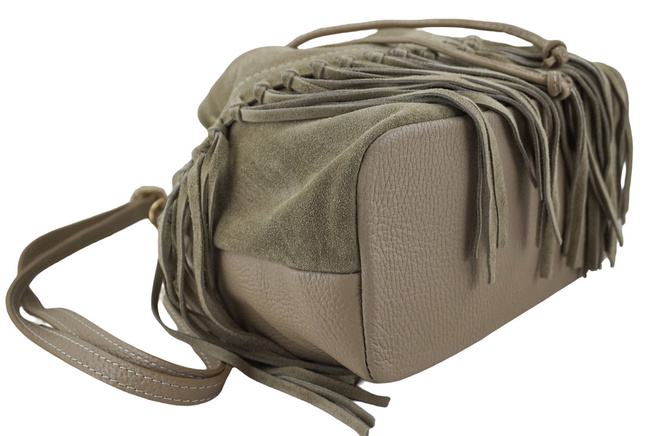 Torebka skórzana boho style - Beżowa