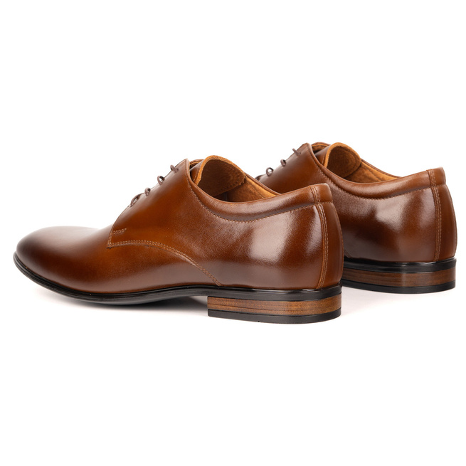 Buty męskie skórzane wizytowe Olivier 484 brązowe – klasyczne półbuty derby