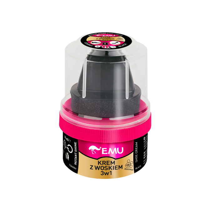 EMU Krem z woskiem do butów 3w1 plus aplikator - CZARNY 50ml