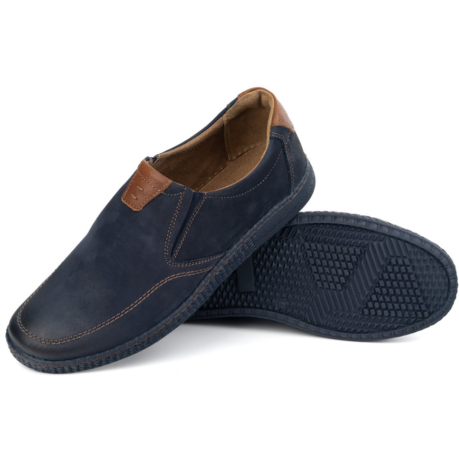 Buty męskie skórzane Casual 854/2 granatowe