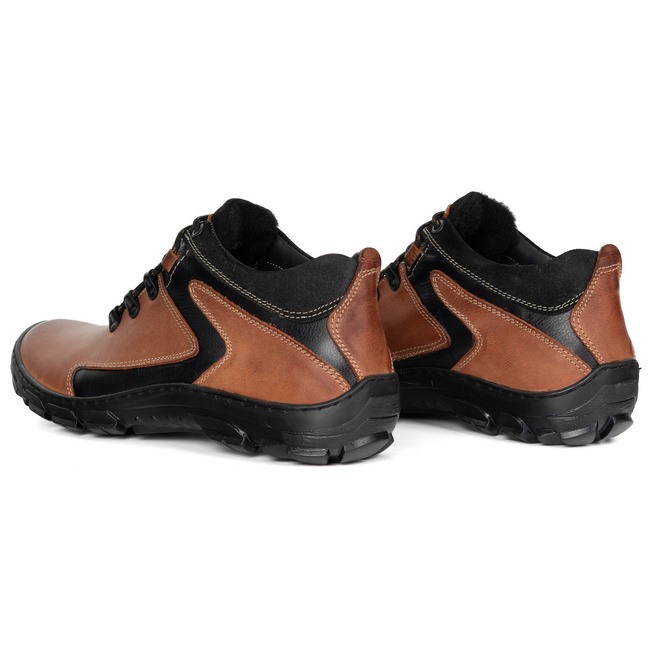 Buty trekkingowe męskie zimowe ocieplane skórzane 905KOM ceglane