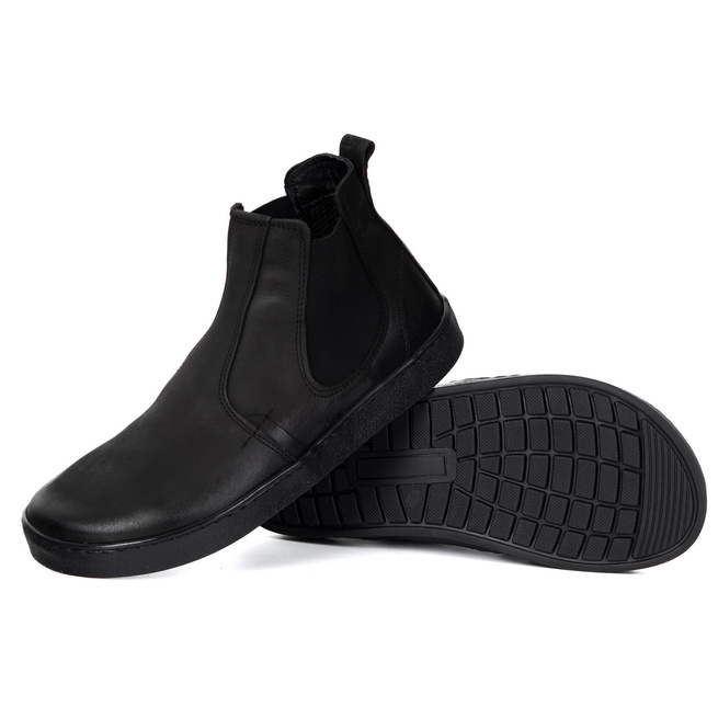 Buty męskie sztyblety barefoot skórzane Olivier 100KZ czarne